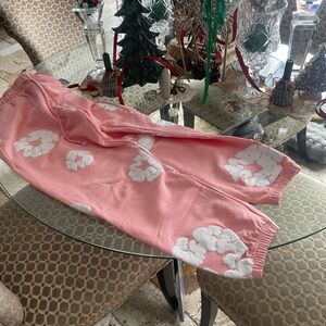 Chic Pink Joggers with Cloud Design